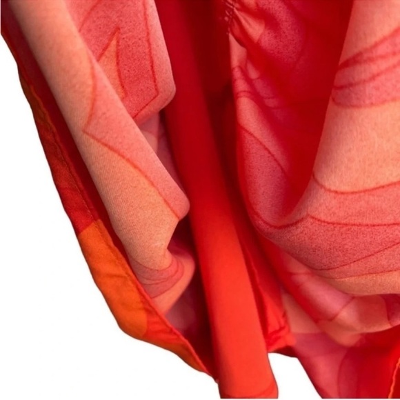 TAYLOR Printed Shift Tassel Halter Dress Orange Size 4 - Picture 11 of 15